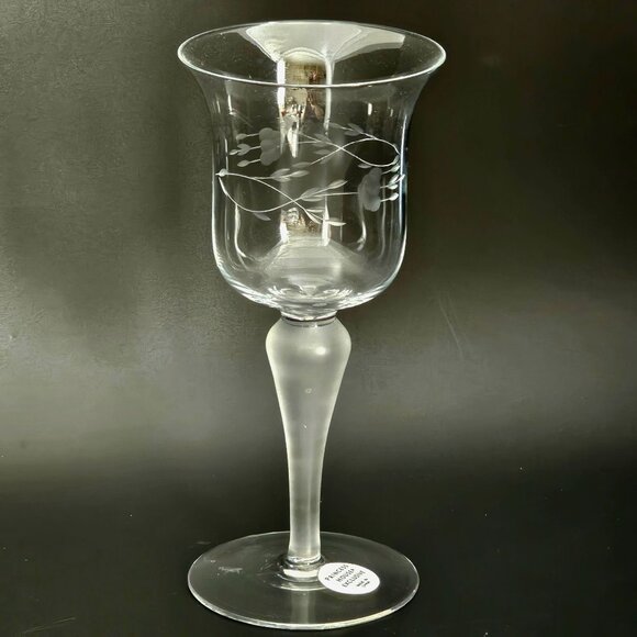 Princess House Heritage Votive Candleholder 7" vtg romantic crystal etched flora - Picture 3 of 5